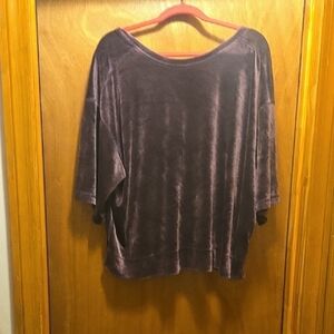 Free People Velvet Oversized Sweatshirt in Rich Purple